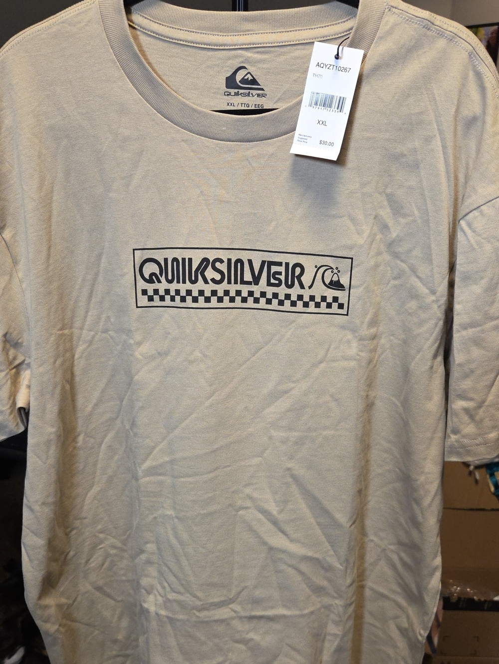 Quiksilver Men’s Beige Short-Sleeve Logo Tee